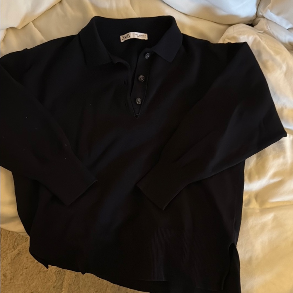 ZARA woman’s Dark Navy Polo Knit